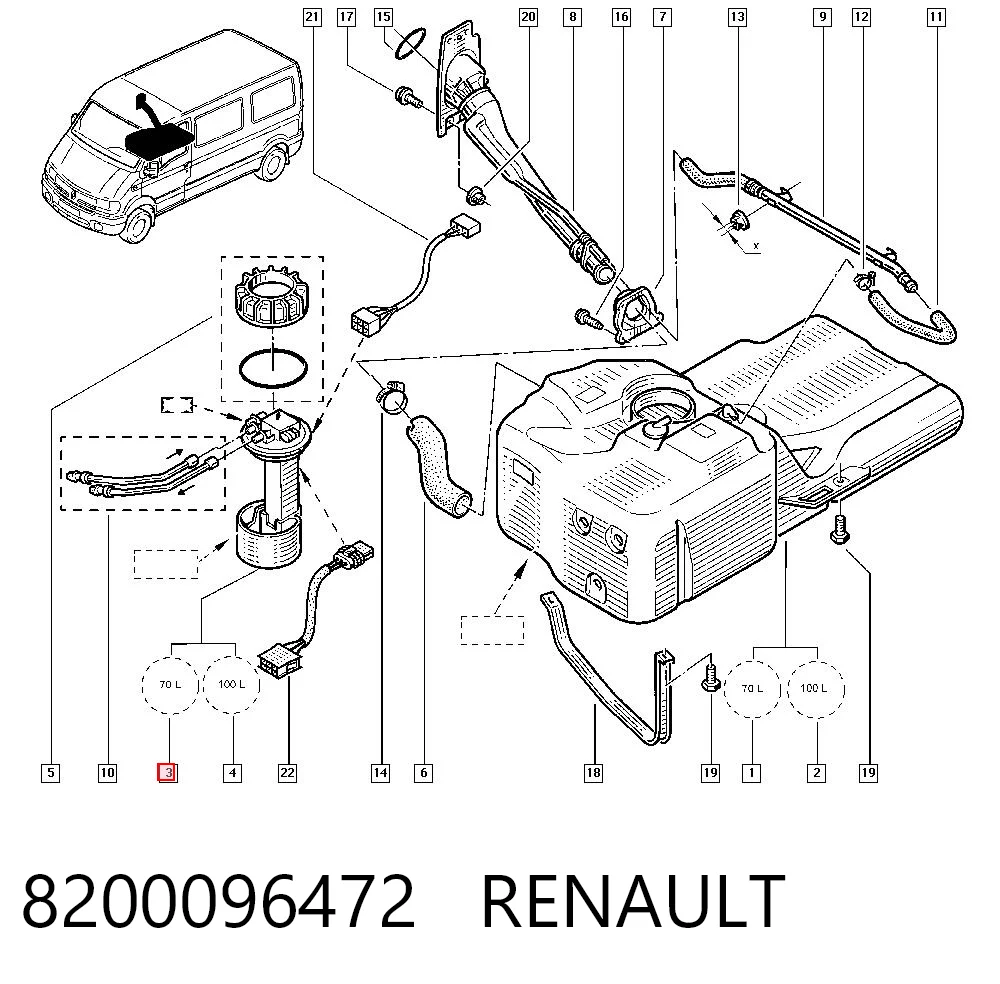 Czujnik poziomu paliwa w zbiorniku Renault Master II awangarda (HD, FD) (2003 - 2010) cena, od 95,39 USD