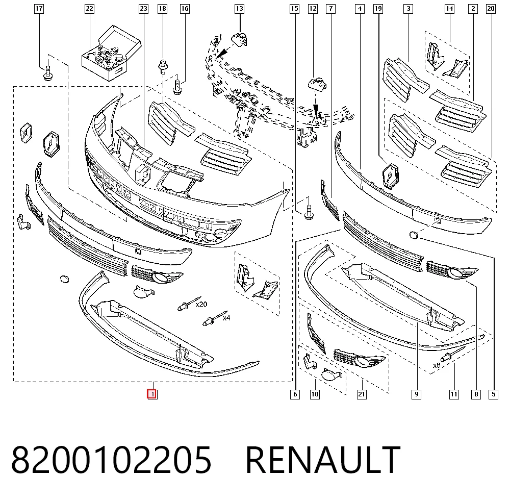 Zderzak przedni Renault Espace IV minivan (JK0) (2002 - 2015) cena, od 229,86 USD