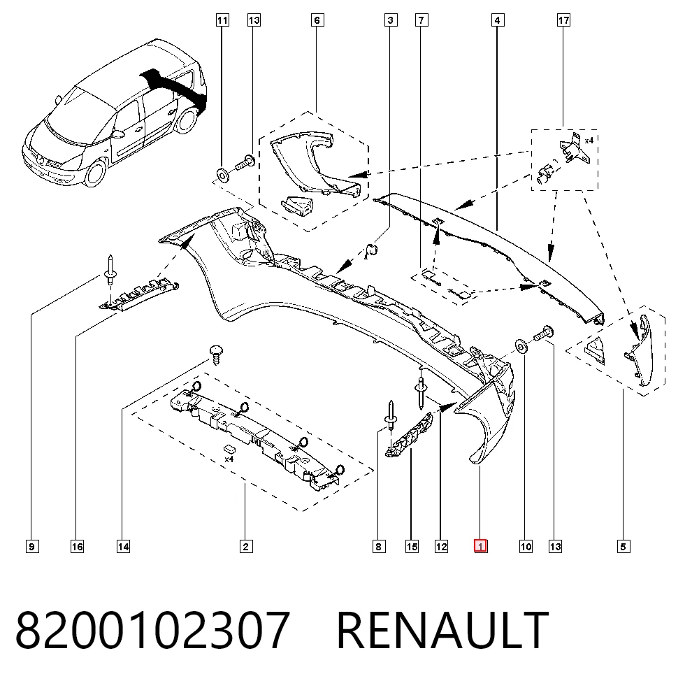 Zderzak tylny do Renault Espace IV JK0