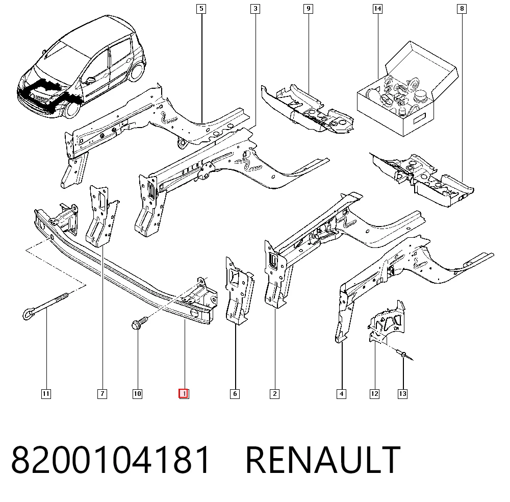Wzmocnienie zderzaka przedniego do Renault Clio III GRANDTOUR KR01
