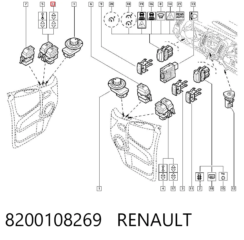 8200108269 Renault (RVI) Panel przyciskowy sterowania podnośnikiem szyby przedni lewy