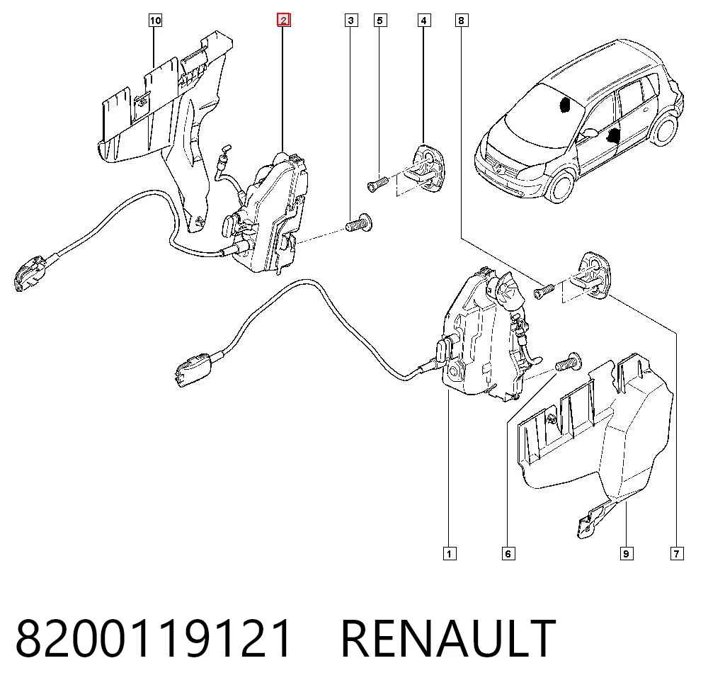 Zamek drzwi przednich prawych do Renault Scenic II JM0, JM1