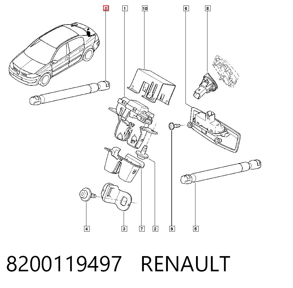 8200119497 Renault (RVI) Amortyzator klapy bagażnika (3/5 drzwi-tylnych)