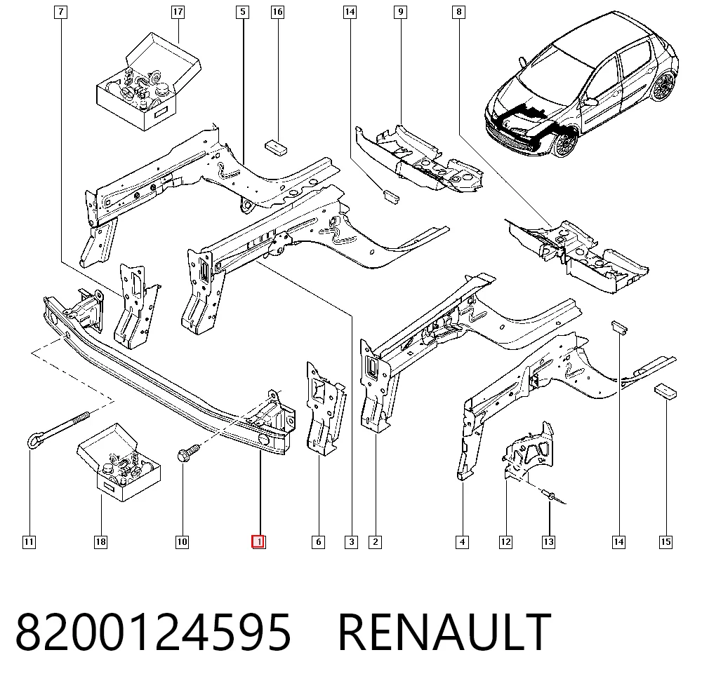 Wzmocnienie zderzaka przedniego Renault Clio III GRANDTOUR kombi (KR01) (2008 - 2026) cena, od 95,80 USD
