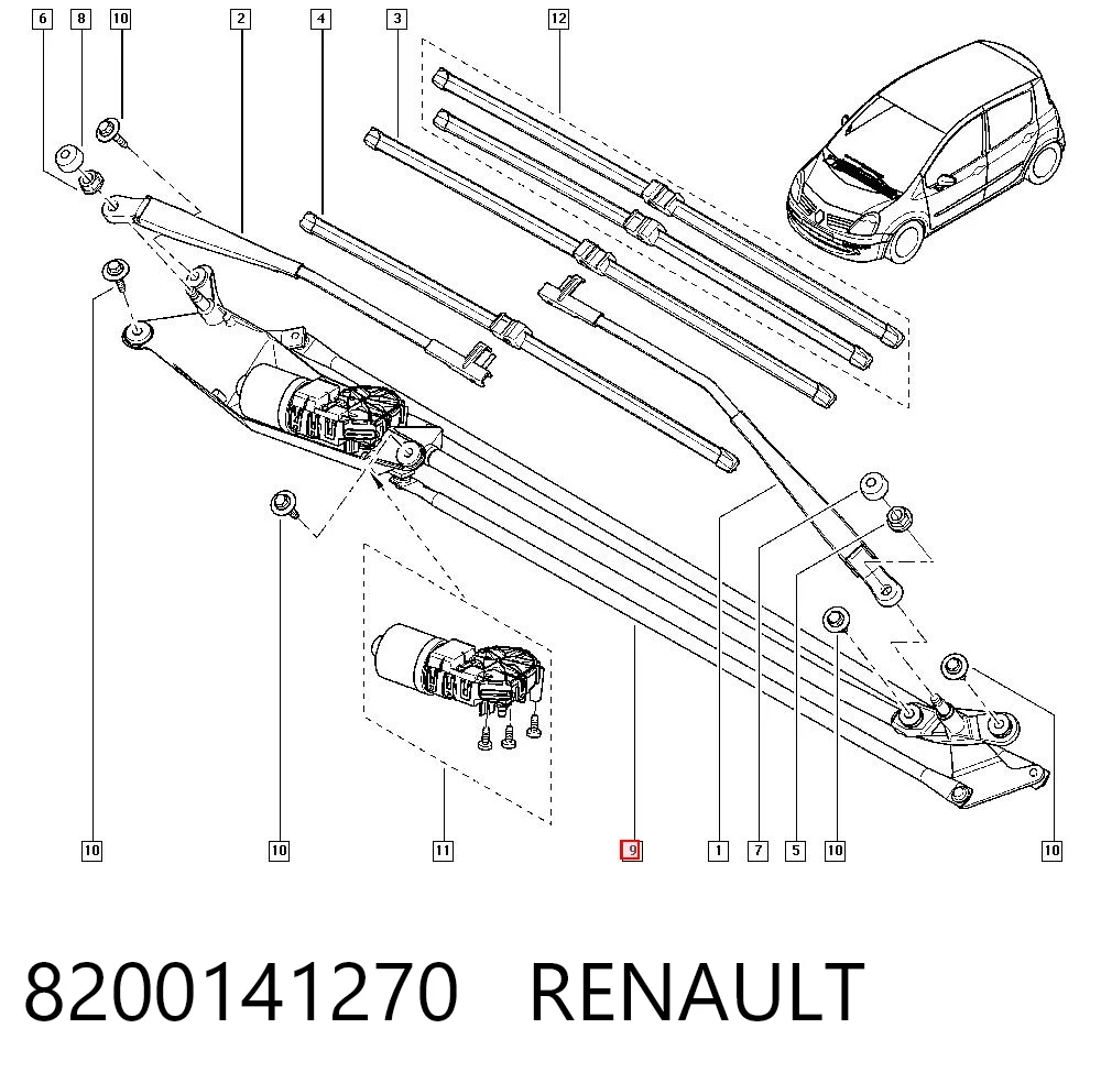 Mechanizm wycieraczek do Renault Modus  JP0