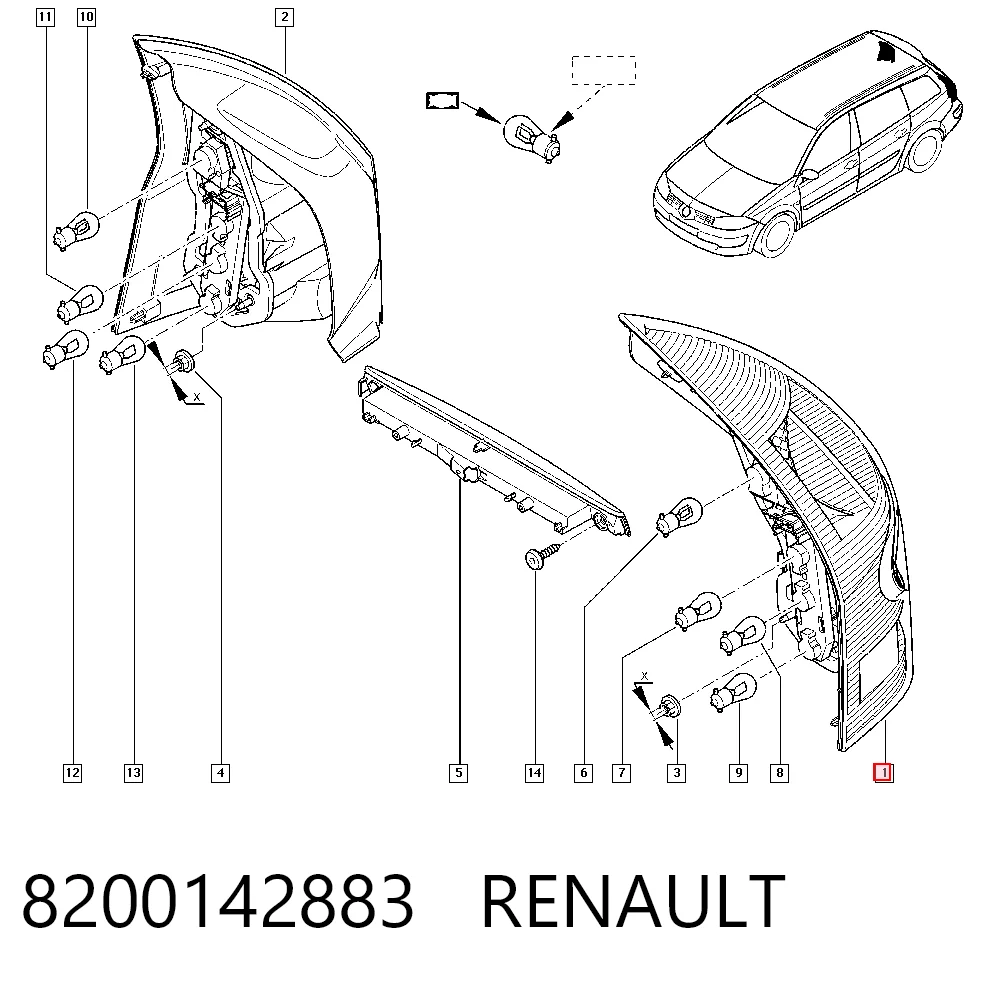 Lampa zespolona tylna lewa Renault Megane II kombi (KM0, KM1) (2003 - 2012) cena, od 54,56 USD