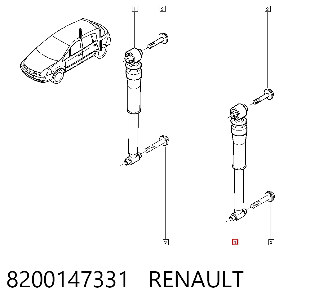 Amortyzator tylny Renault Vel Satis hatchback (BJ0) (2002 - 2009) cena, od 63,70 USD