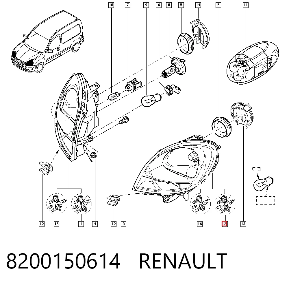 Reflektor lewy 8200150614 Nissan/Infiniti