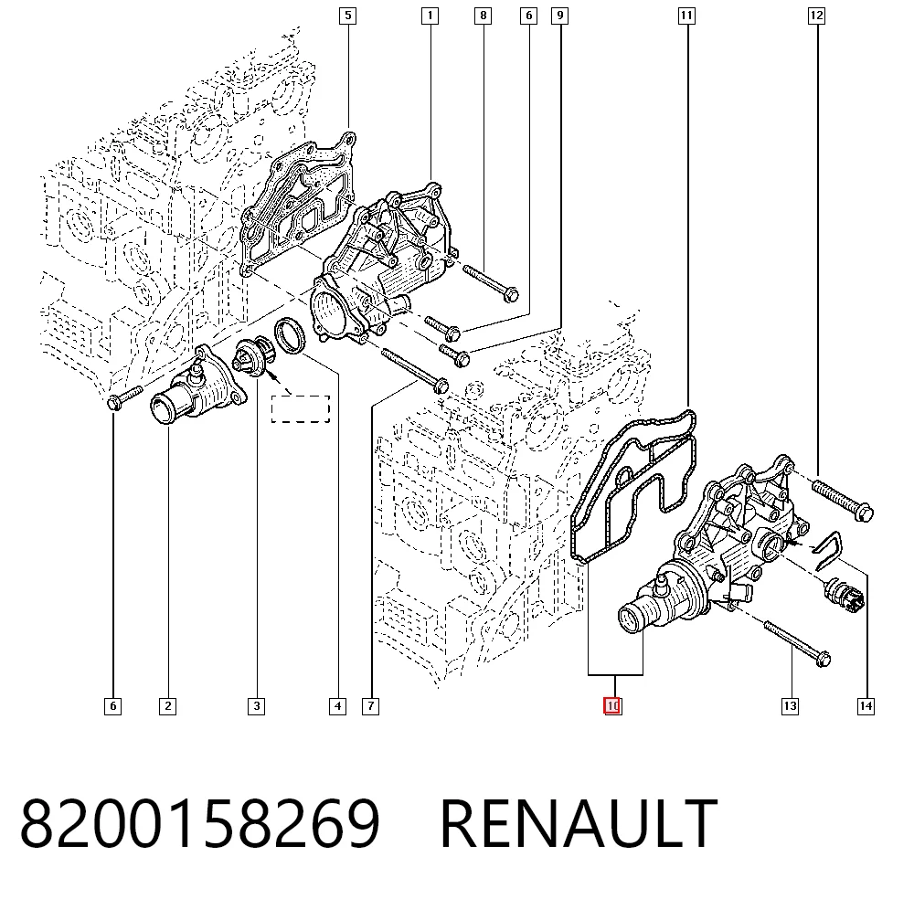 8200158269 Renault (RVI) Obudowa termostatu