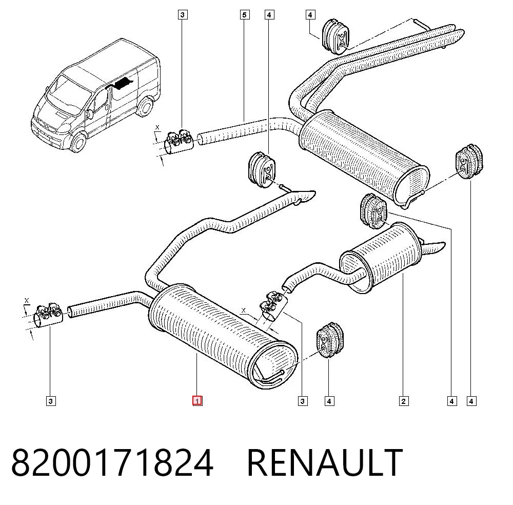 Do koszyka Tłumik, tylna część Renault Trafic II FL