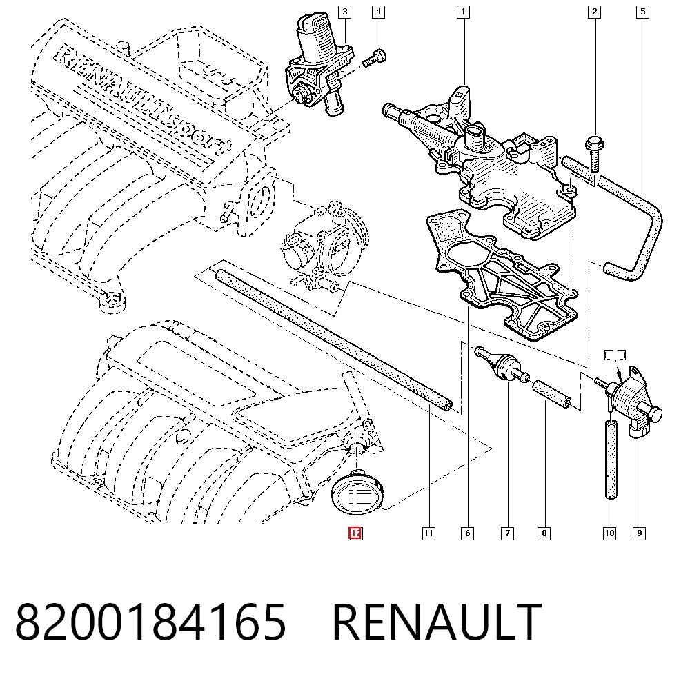 8200184165 Renault (RVI) Zawór PCV odpowietrzający silnik