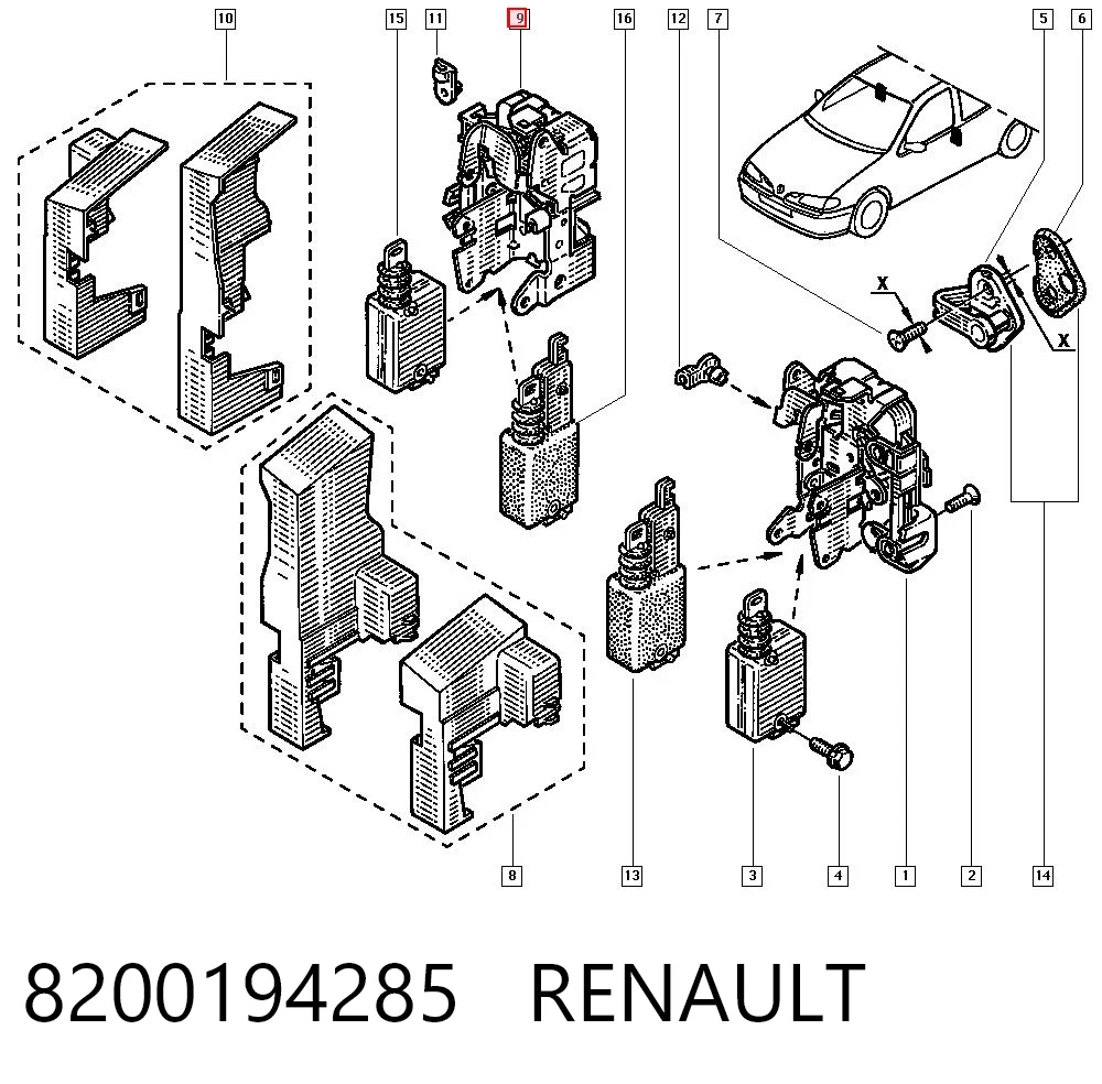 Zamek drzwi przednich prawych do Renault Scenic I JA0, JA1, FA0