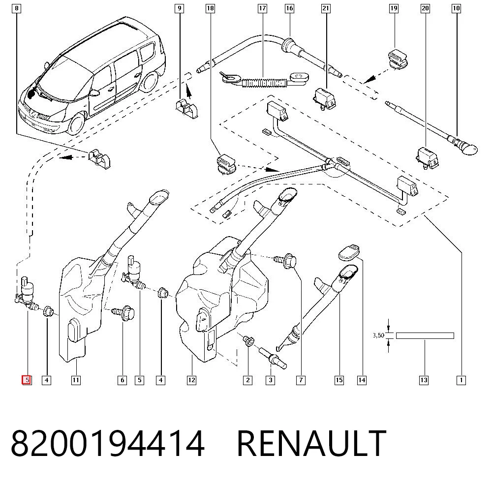 8200194414 Renault (RVI) Pompka spryskiwacza szyby przedniej