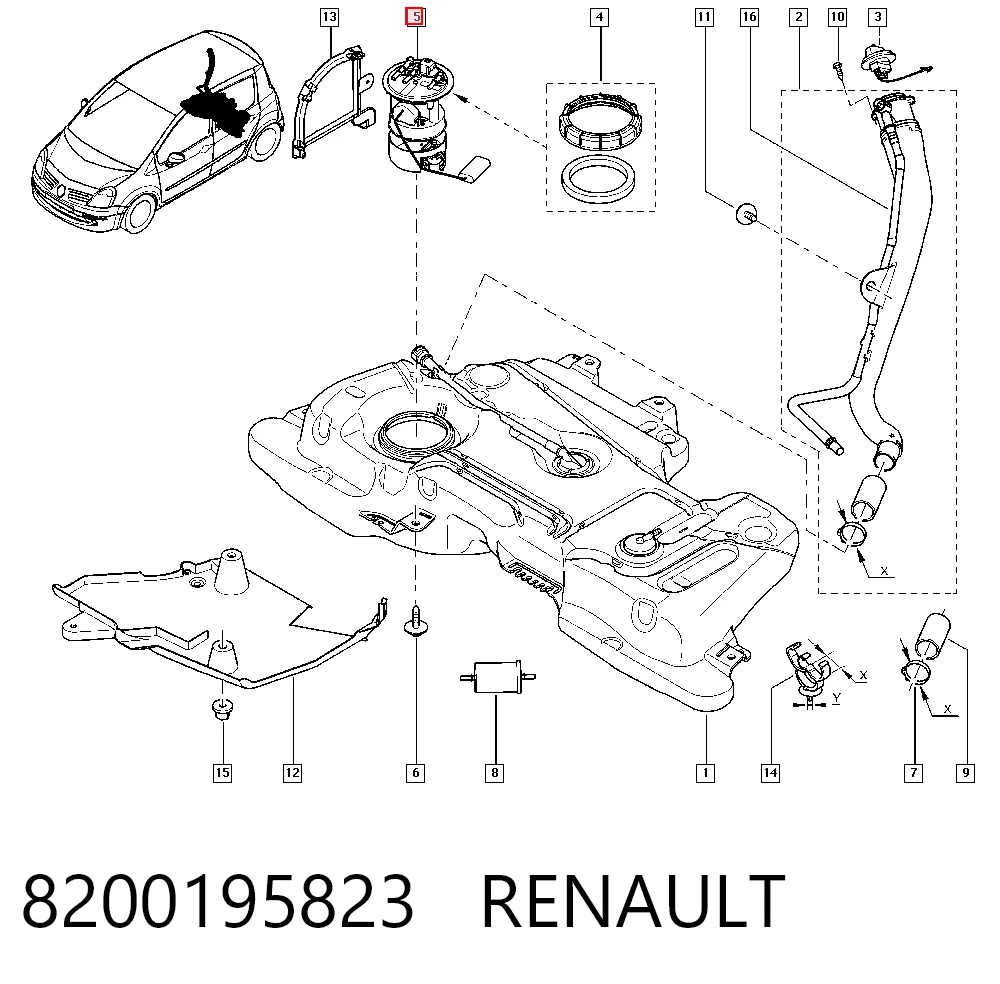 Czujnik poziomu paliwa w zbiorniku Renault Modus minivan (JP0) (2004 - 2012) cena, od 73,56 USD