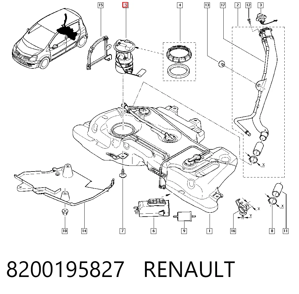Moduł pompy paliwowej z czujnikiem poziomu paliwa do Renault Modus  JP0