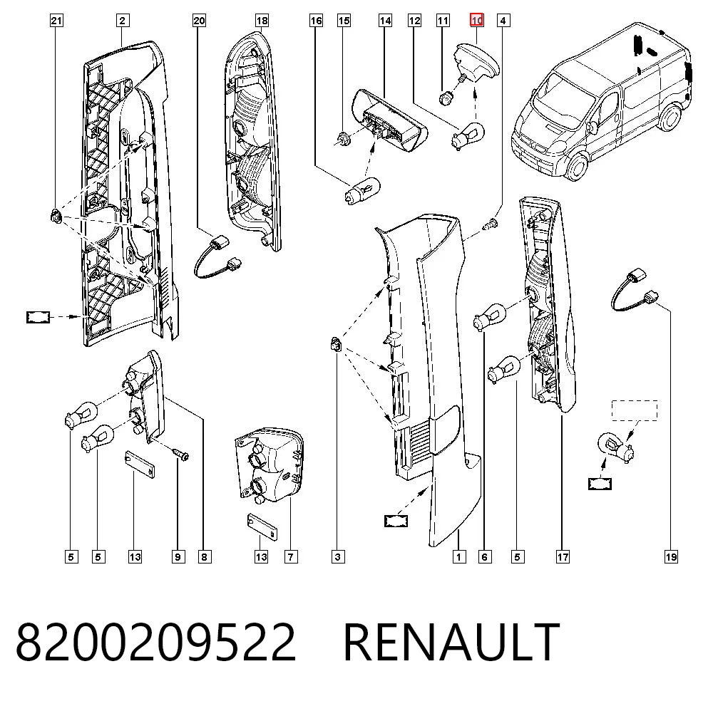 8200209522 Renault (RVI) Lampa stop tylna dodatkowa