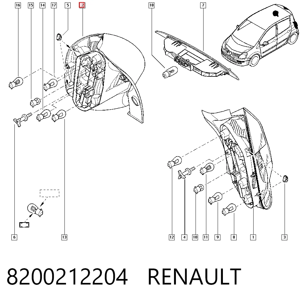 Do koszyka Lampa zespolona tylna prawa Renault Modus  JP0