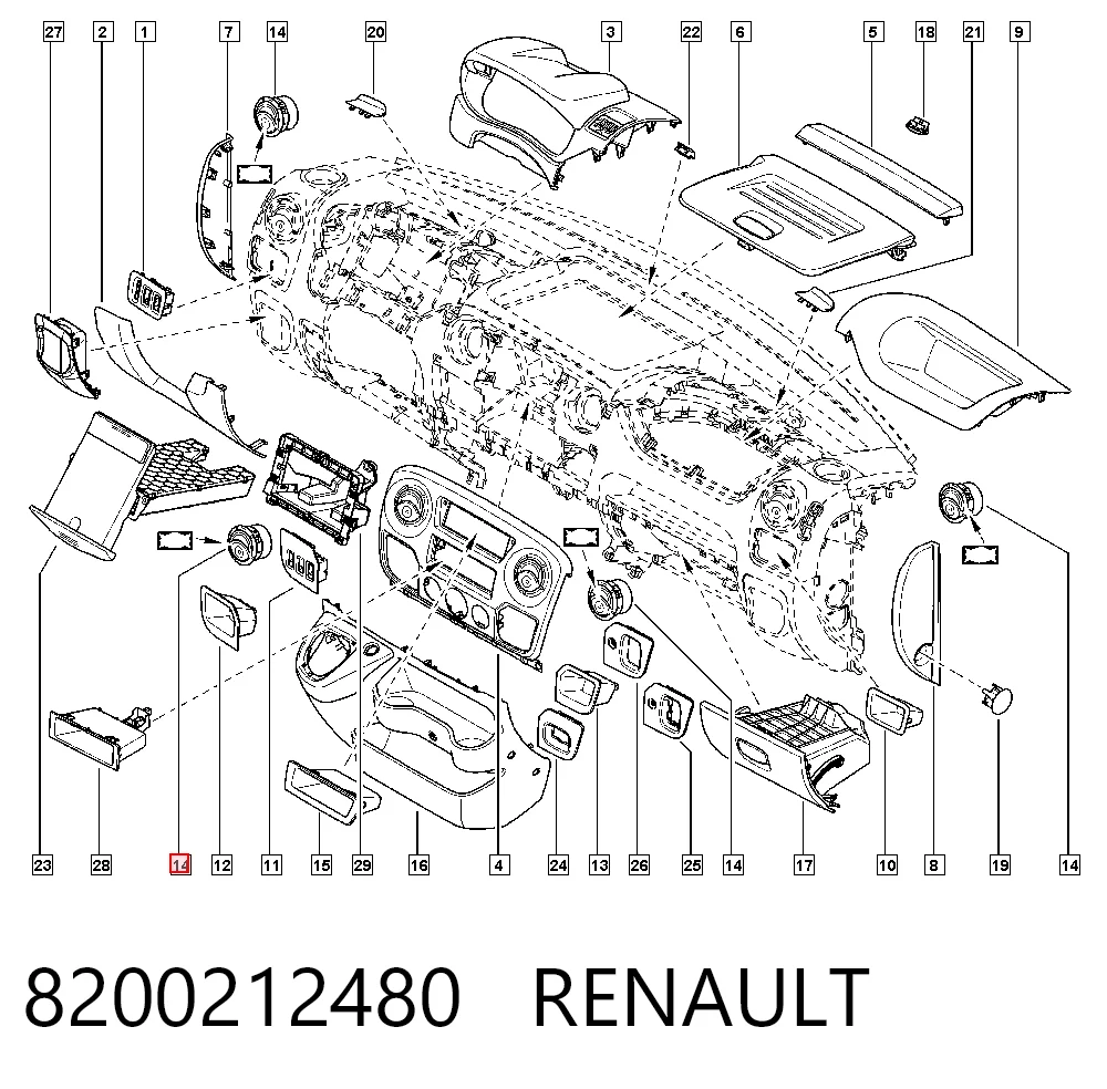 8200212480 Renault (RVI) Kratka wentylacji wnętrza na "torpedo"