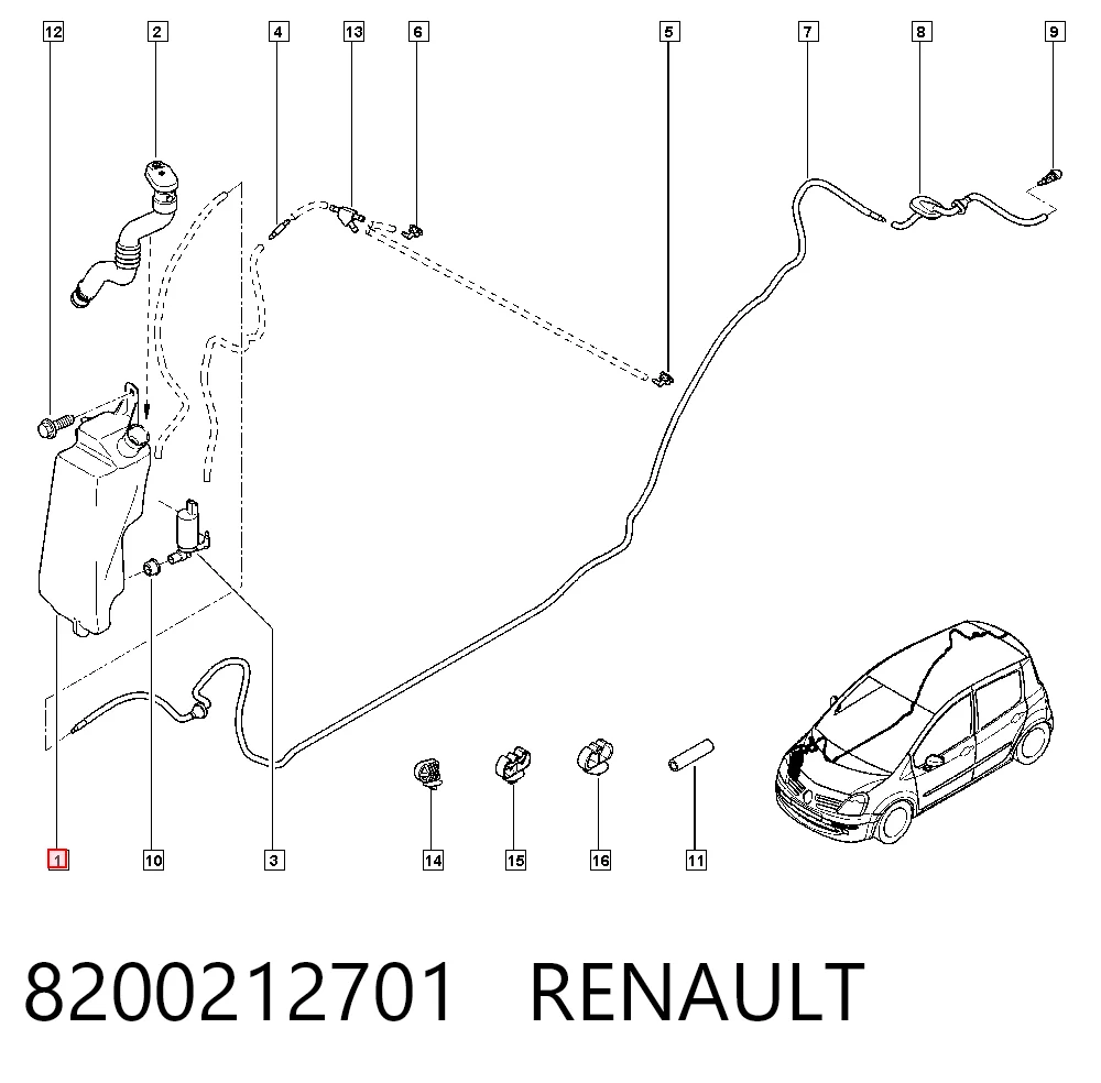 Zbiorniczek spryskiwacza szyb do Renault Clio III BR01, CR01