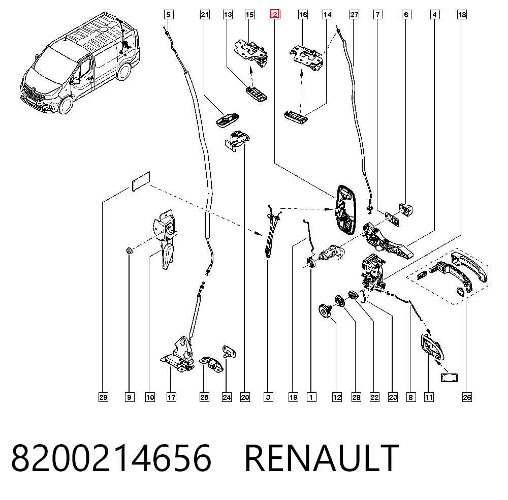 8200214656 Renault (RVI) Klamka drzwi bocznych (przesuwnych) zewnętrzna