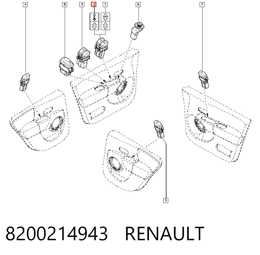 Do koszyka 214939A Renault (RVI) Panel przyciskowy sterowania podnośnikiem szyby przedni lewy