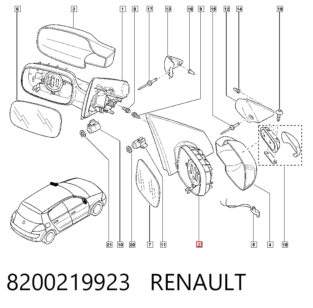 Lusterko wsteczne prawe Renault Megane II sedana (LM0, LM1) (2003 - 2012) cena, od 51,08 USD