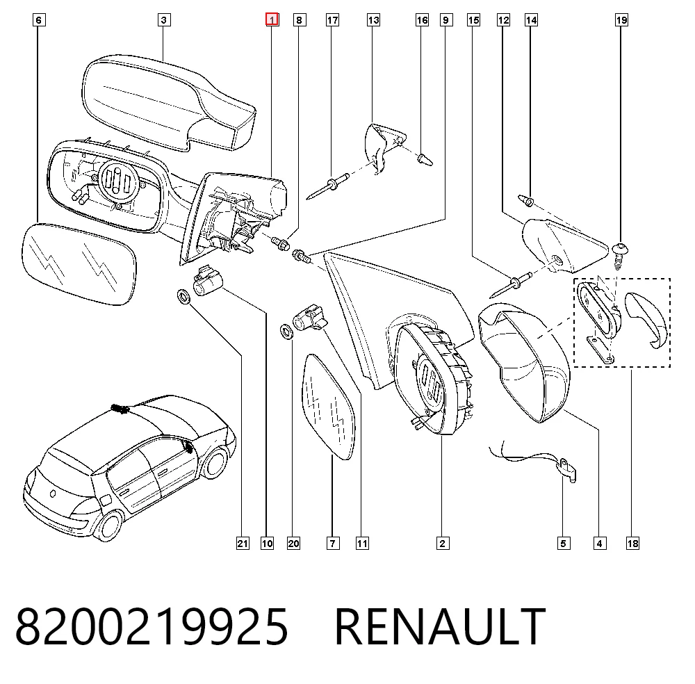 Lusterko wsteczne lewe do Renault Megane II LM0, LM1