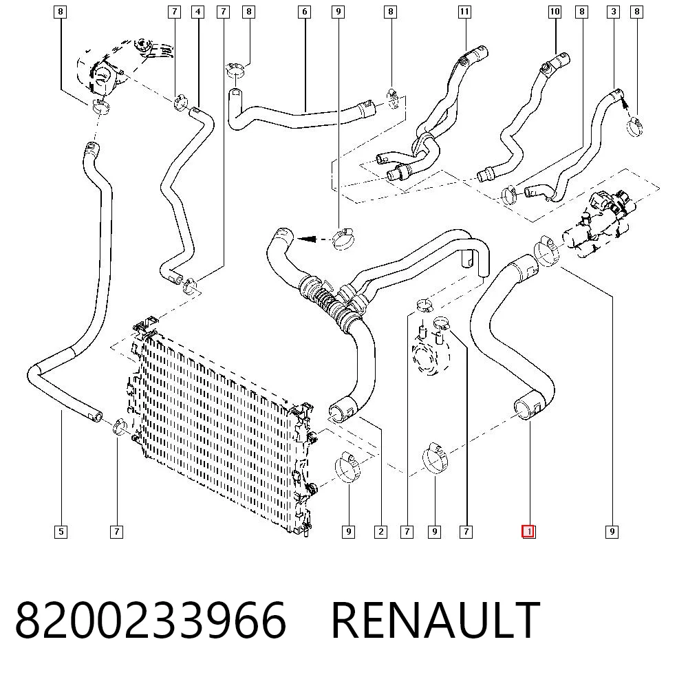 Przewód (króciec) chłodnicy górny do Renault Megane II LM0, LM1