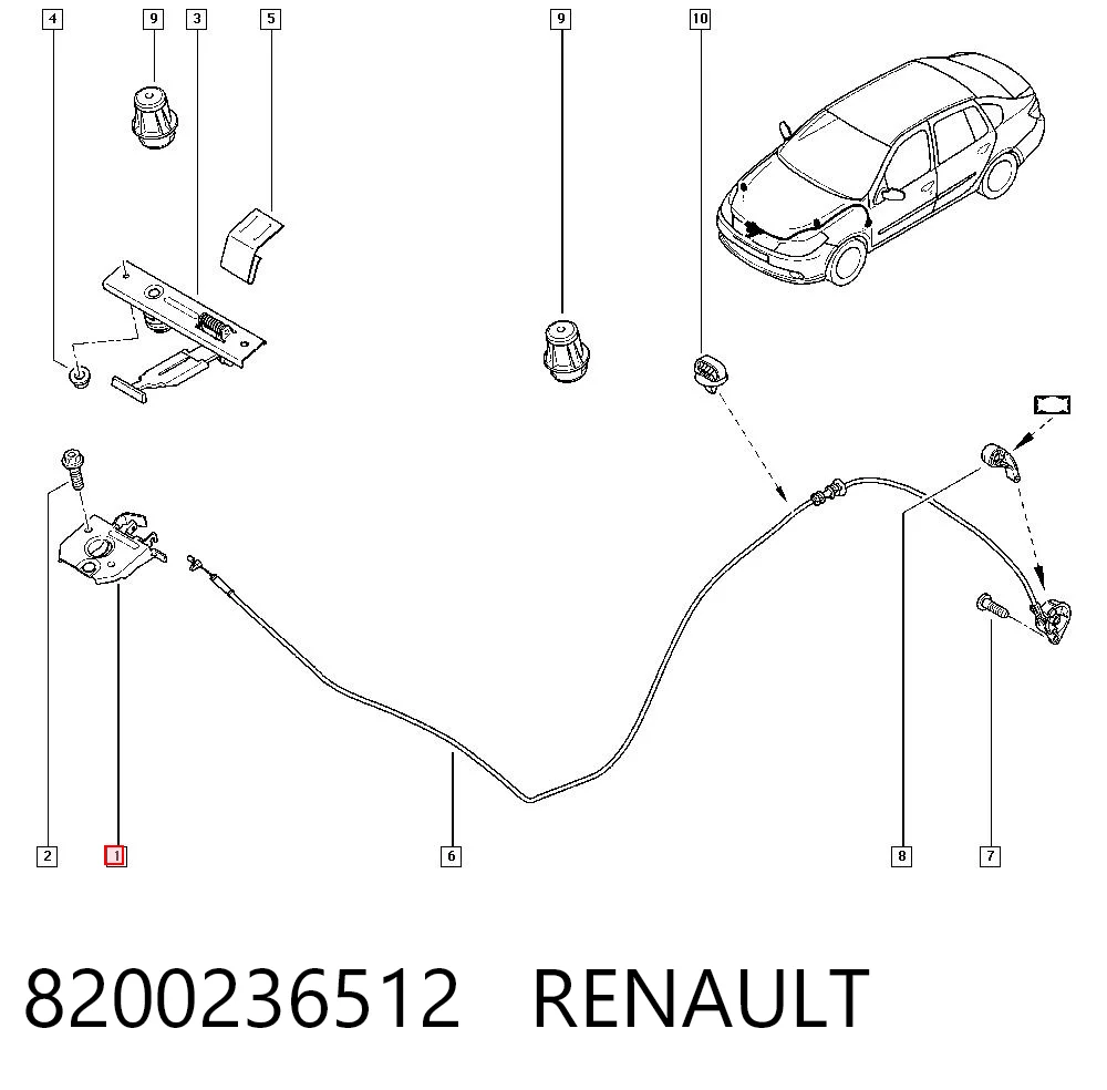 Zamek maski do Renault Scenic II JM0, JM1