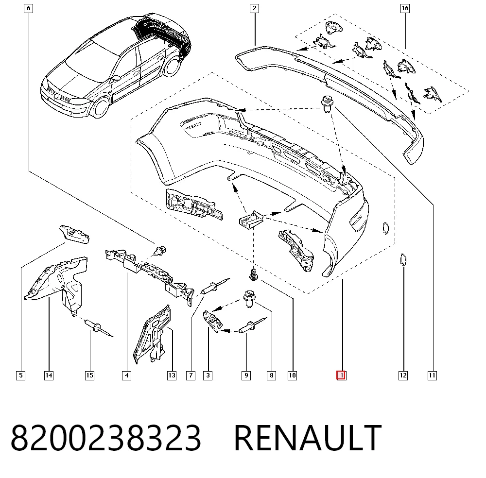 Zderzak tylny Renault Megane II sedana (LM0, LM1) (2003 - 2012) cena, od 224,74 USD