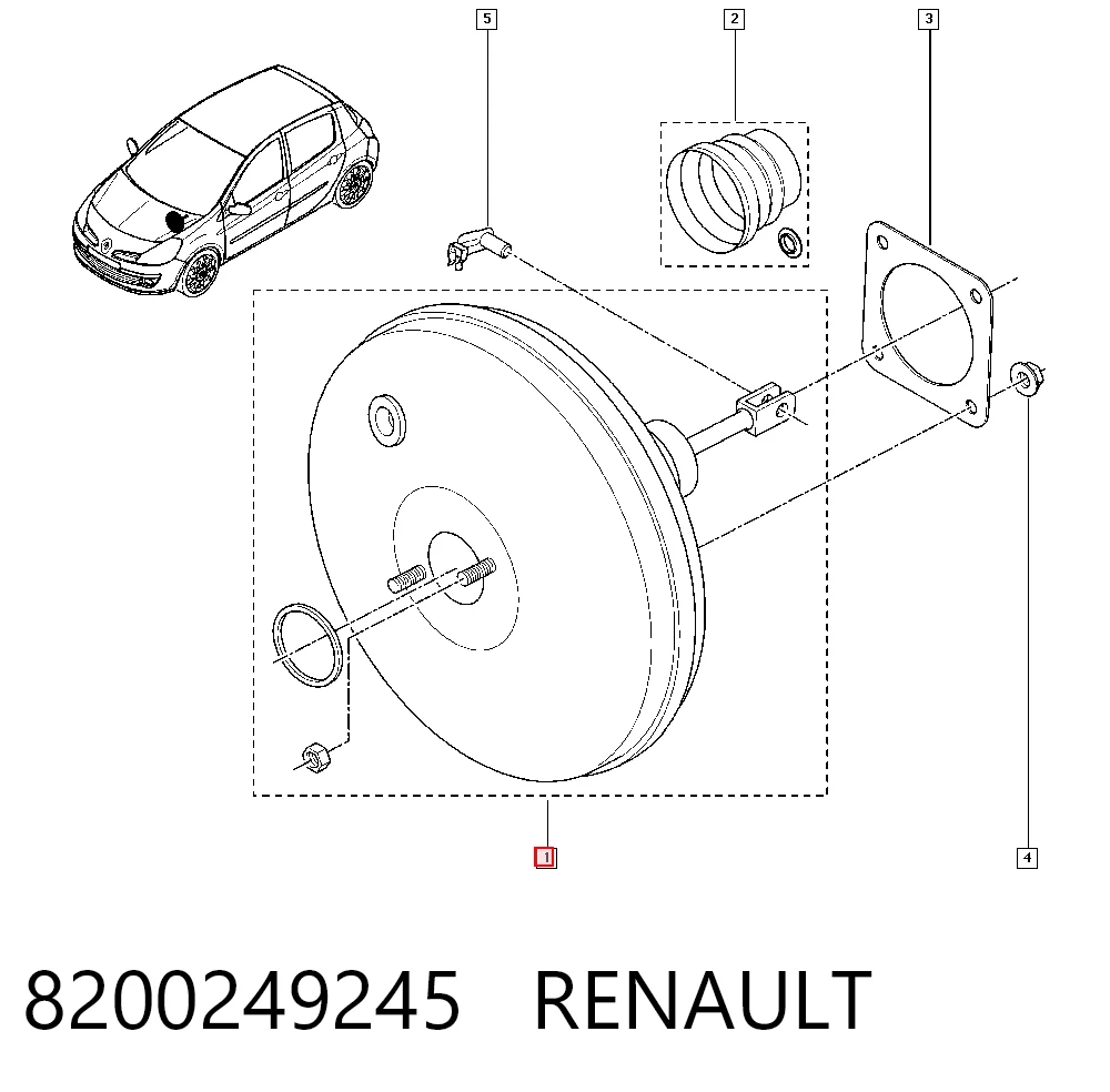 Wzmacniacz próżniowy hamulców Renault Modus minivan (JP0) (2004 - 2012) cena, od 53,03 USD