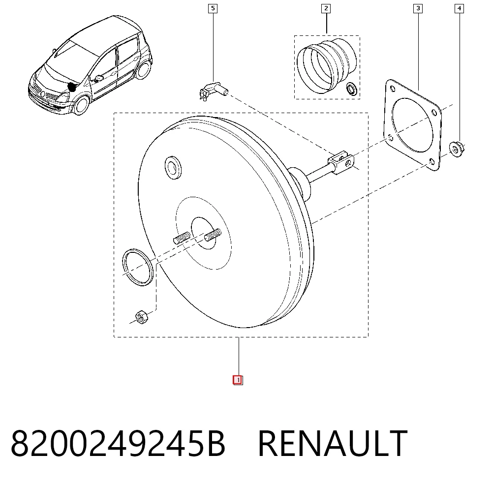 Do koszyka Wzmacniacz próżniowy hamulców Renault Modus  JP0