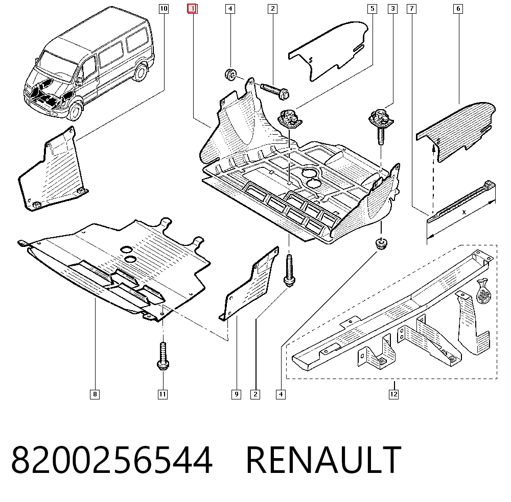Do koszyka Osłona silnika, miski (przedziału silnika) Renault Master II HD, FD
