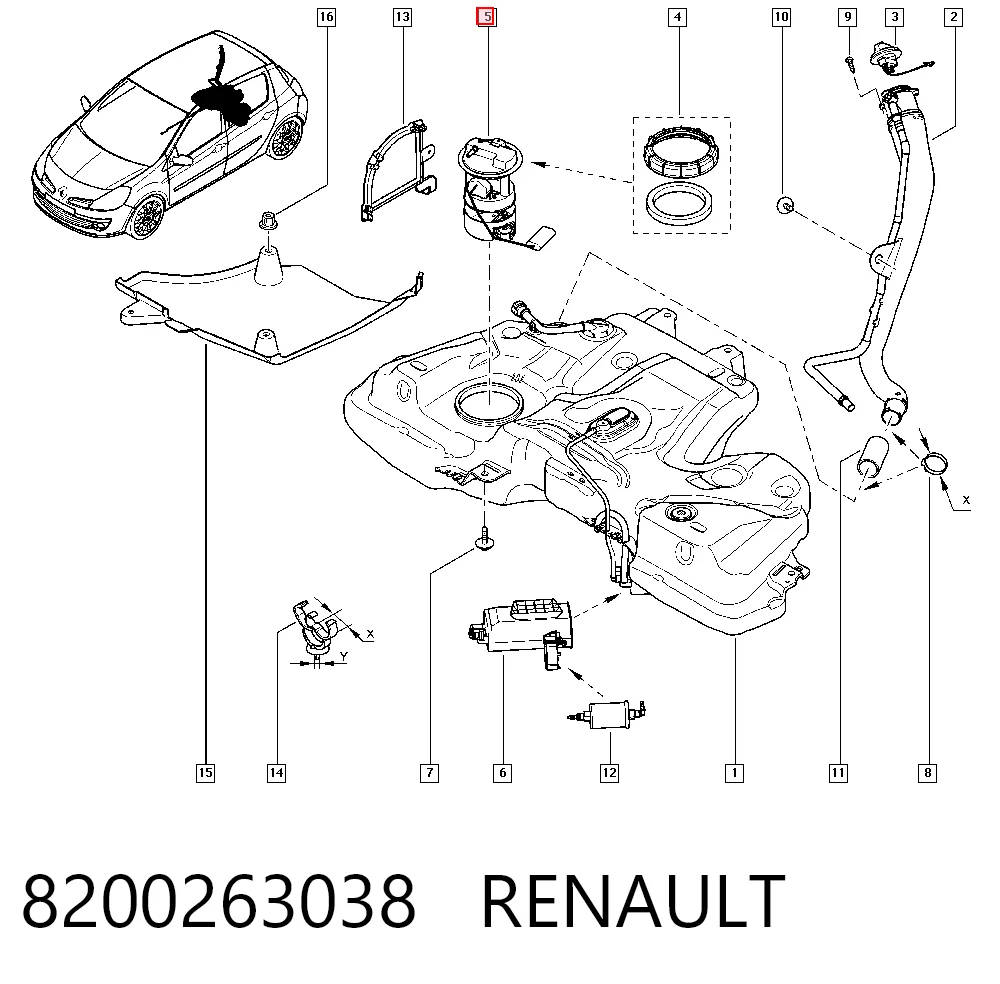 Moduł pompy paliwowej z czujnikiem poziomu paliwa Renault Clio III GRANDTOUR kombi (KR01) (2008 - 2026) cena, od 80,40 USD