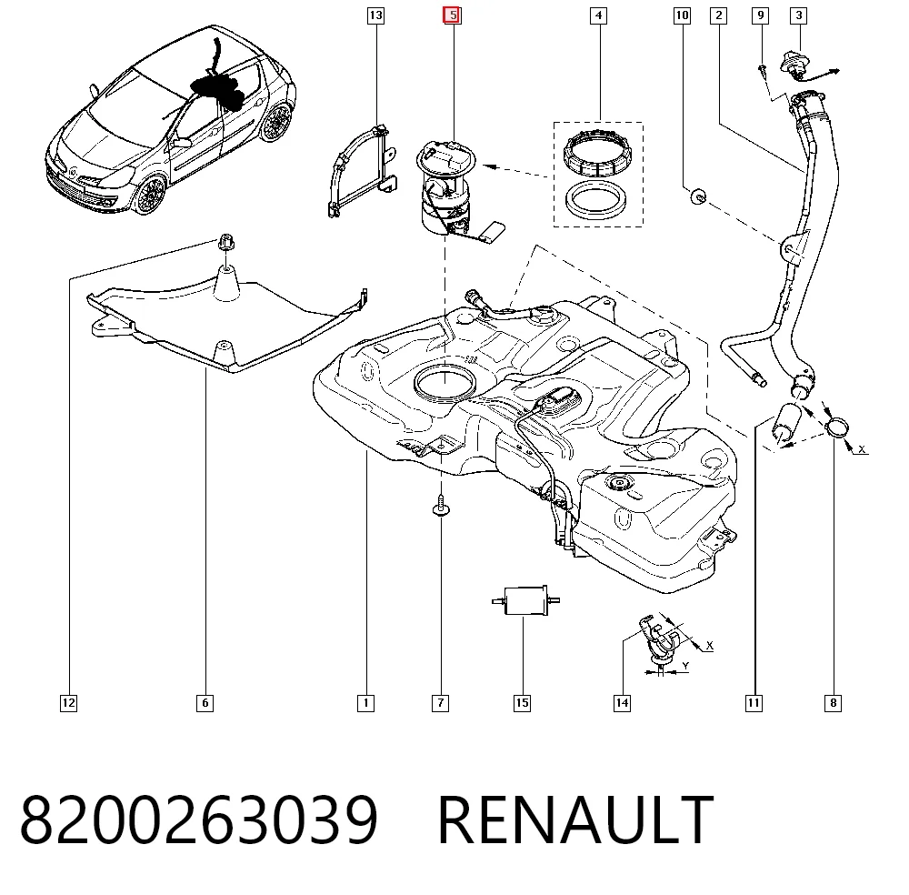 Czujnik poziomu paliwa w zbiorniku do Renault Clio III GRANDTOUR KR01