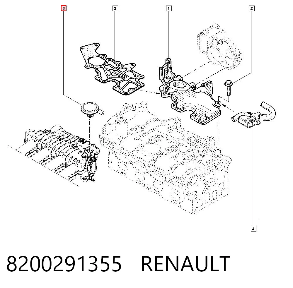 8200291355 Renault (RVI) Zawór PCV odpowietrzający silnik