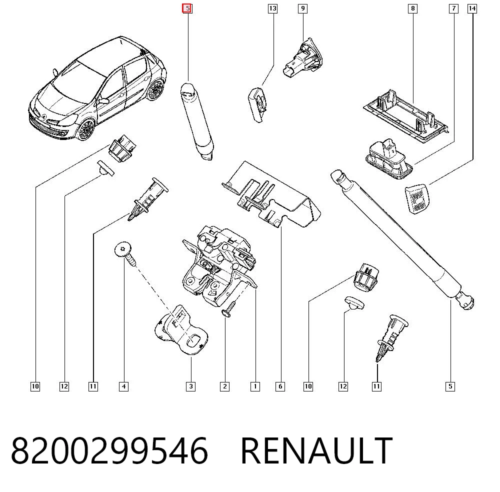 8200299546 Renault (RVI) Amortyzator klapy bagażnika (3/5 drzwi-tylnych)
