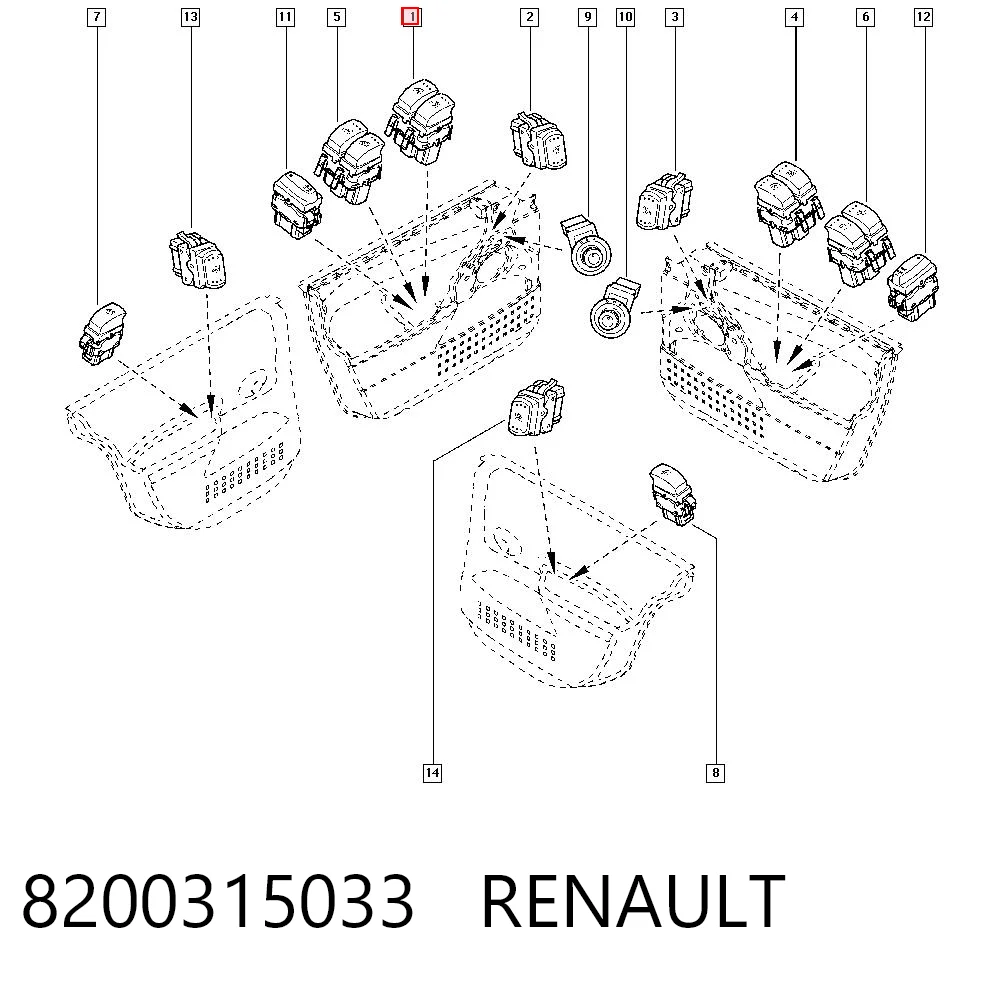 8200315033 Renault (RVI) Panel przyciskowy sterowania podnośnikiem szyby przedni lewy