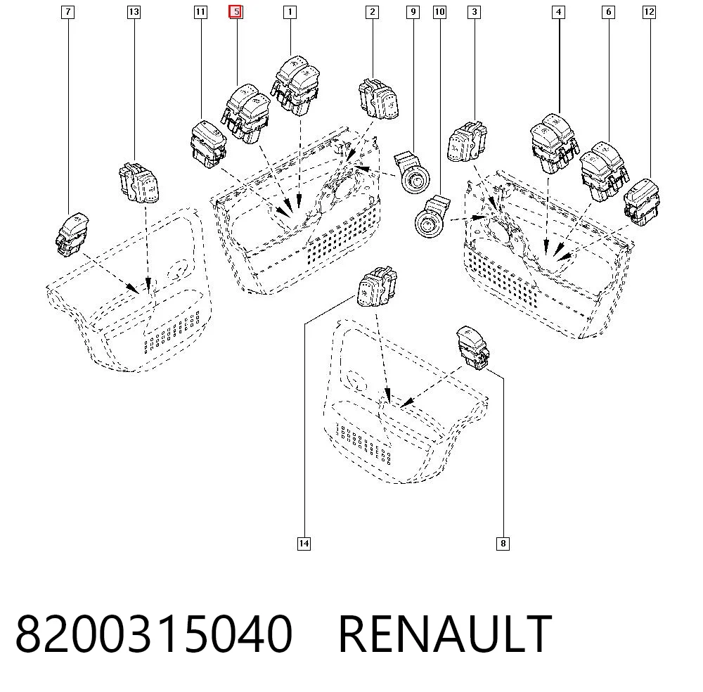 8200315040 Renault (RVI) Panel przyciskowy sterowania podnośnikiem szyby przedni lewy