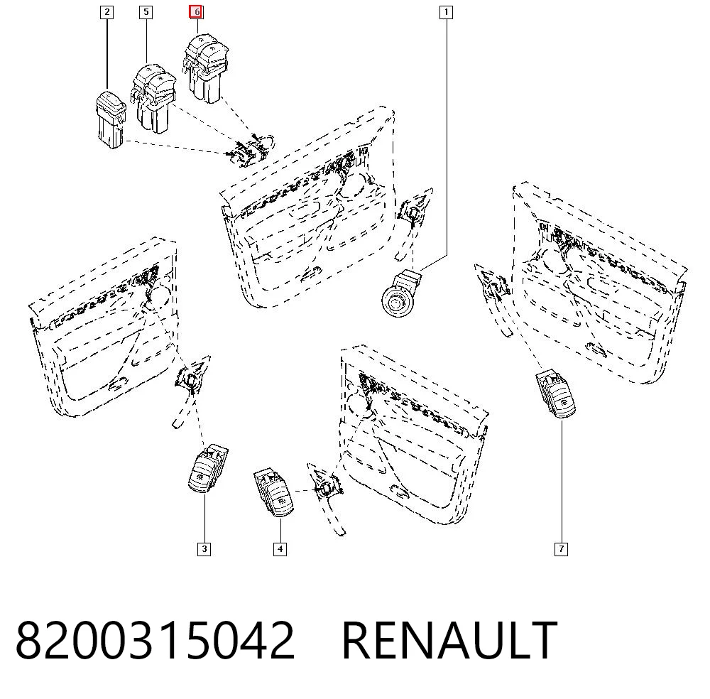 8200315042 Renault (RVI) Panel przyciskowy sterowania podnośnikiem szyby przedni lewy