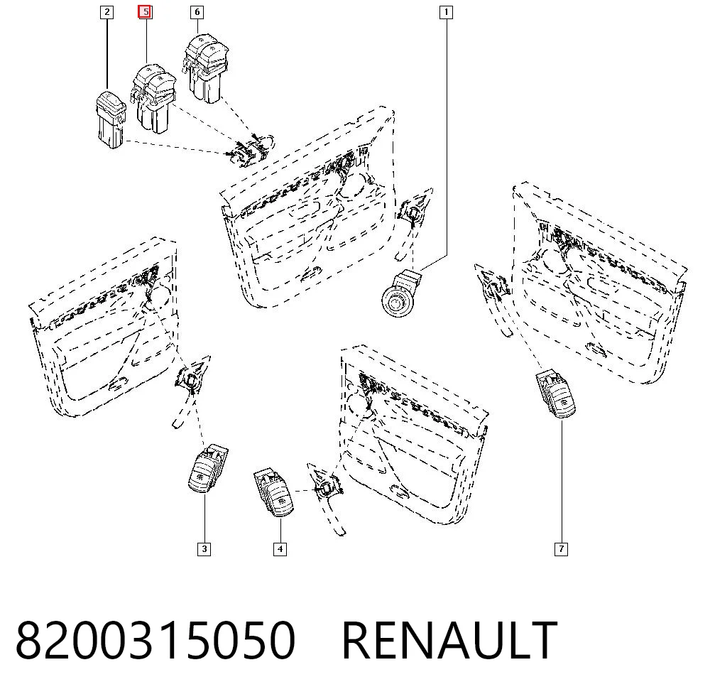 8200315050 Renault (RVI) Panel przyciskowy sterowania podnośnikiem szyby przedni lewy