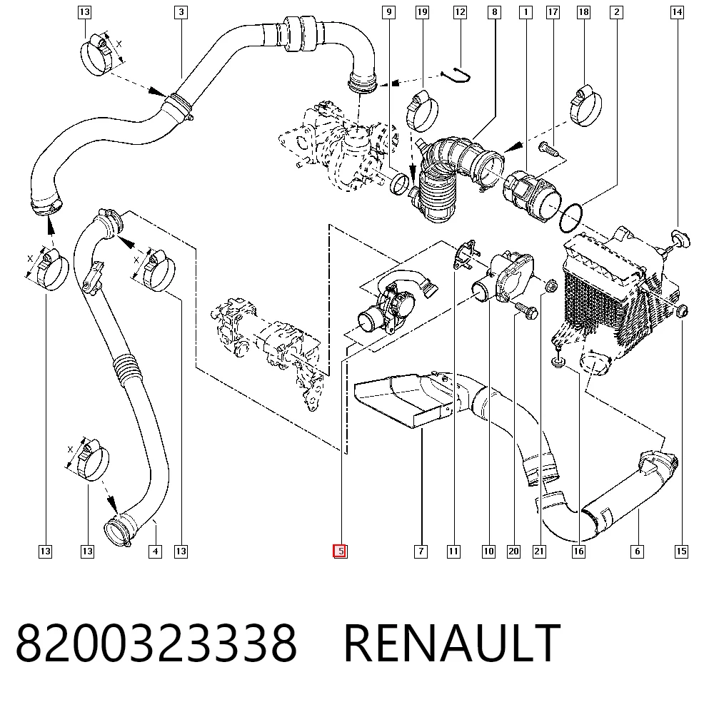 Do koszyka Separator oleju układu wentylacji kadłuda (bloku silnika)  Renault Kangoo II FW0