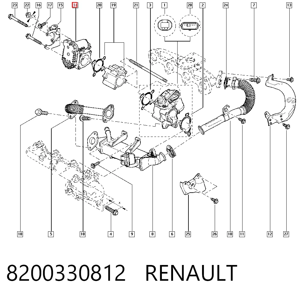 8200330812 Renault (RVI) Przepustnica, komplet