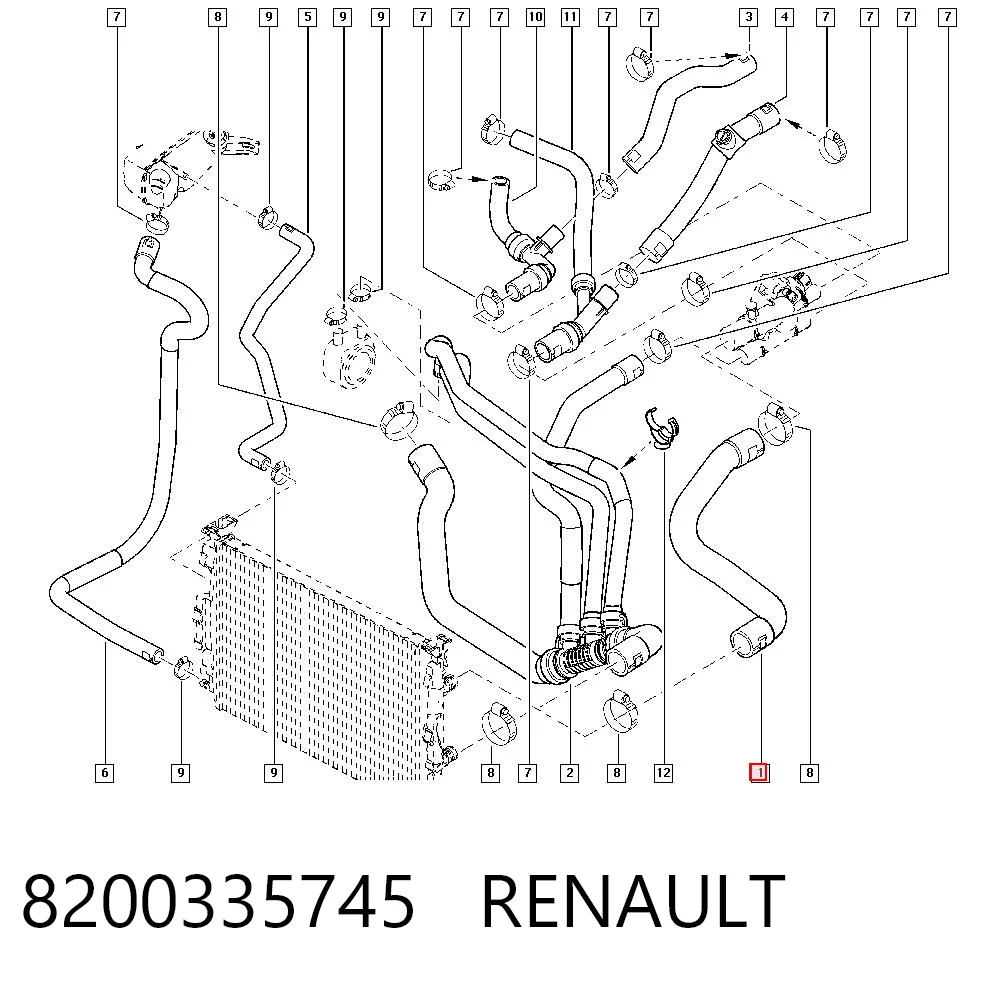 Przewód (króciec) chłodnicy górny Renault Scenic II