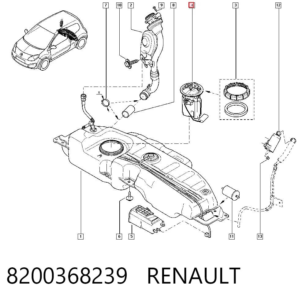 Moduł pompy paliwowej z czujnikiem poziomu paliwa Renault Twingo I hatchback (C06) (1992 - 2007) cena, od 81,25 USD