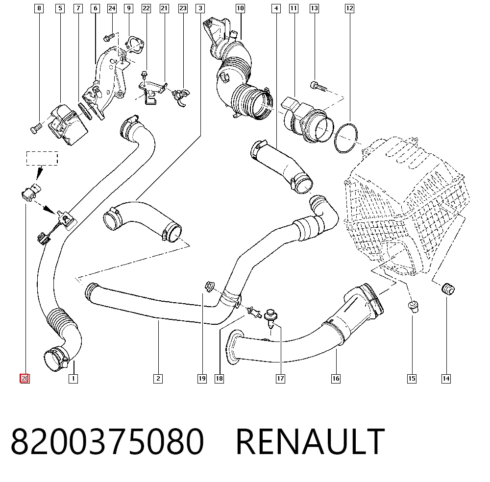 8200375080 Renault (RVI) Czujnik ciśnienia w kolektorze ssącym, MAP