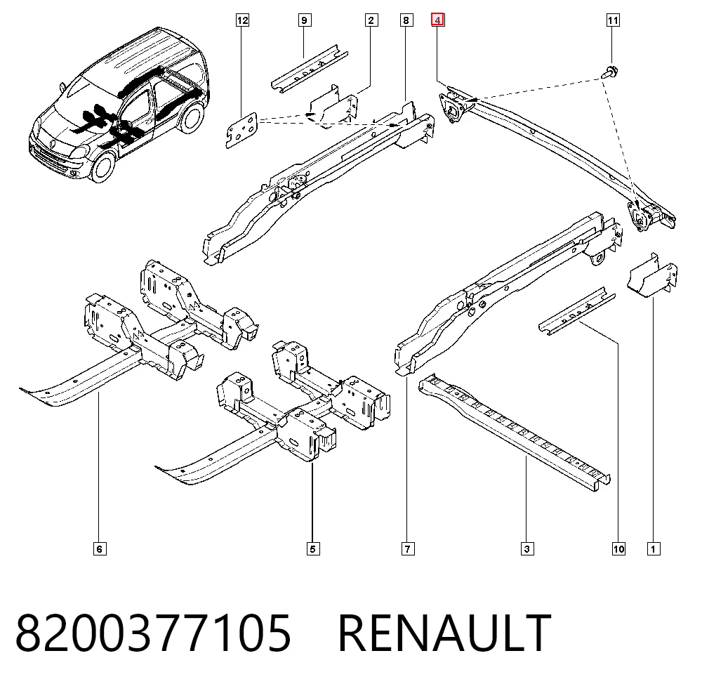 Wzmocnienie zderzaka tylnego do Renault Kangoo II FW0