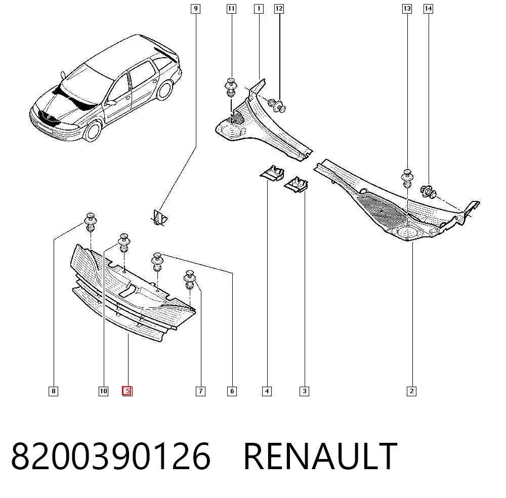 Do koszyka Atrapa chłodnicy Renault Laguna II BG0, BG1