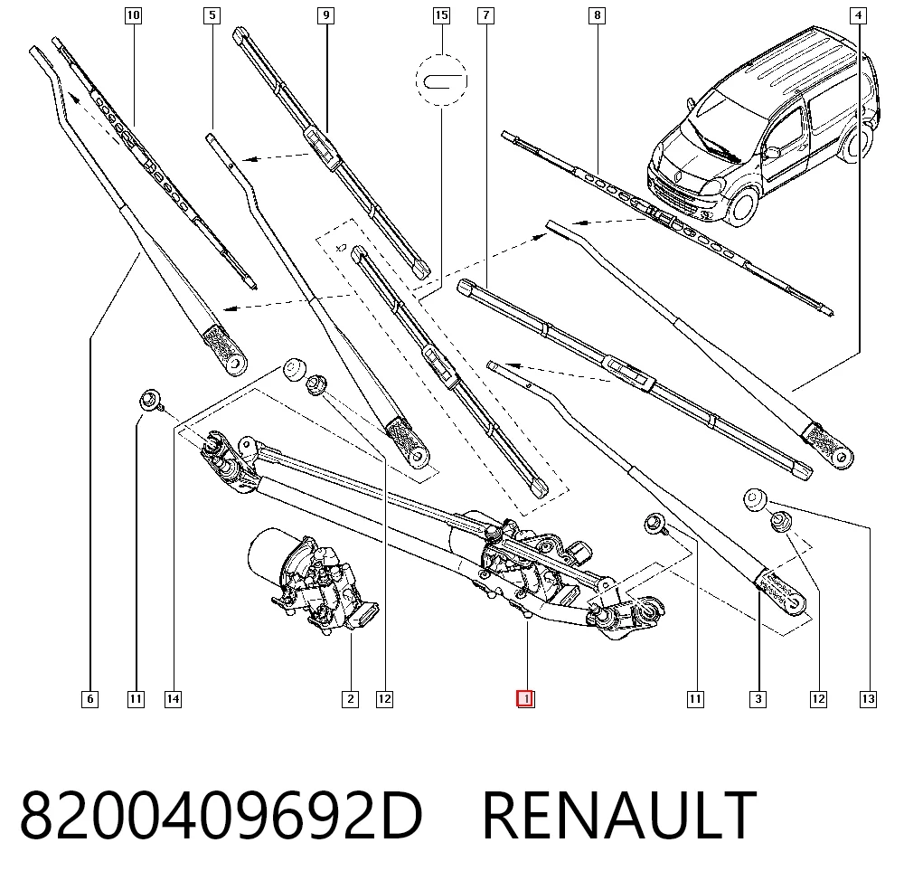 Mechanizm wycieraczek Renault Kangoo II