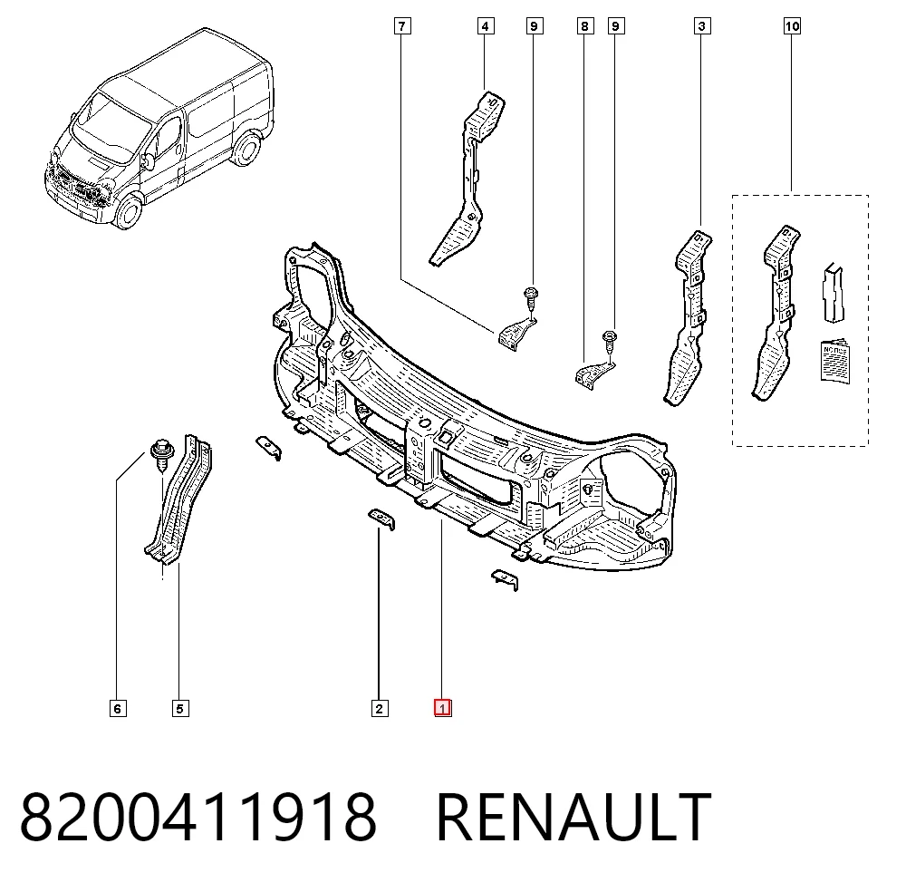 Osłona chłodnicy kompletna (panel mocowania reflektorów) Opel Vivaro A